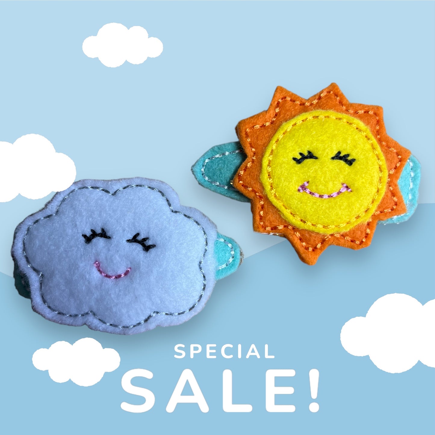 Sunshine and Cloud Felt Hairclip Set